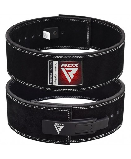 RDX Leather Powerlifting Belt with Buckle in Black