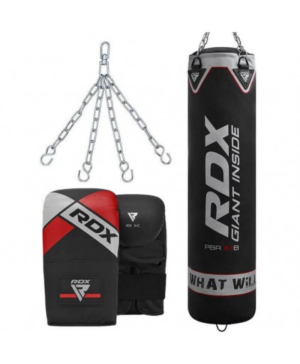 (Pre-order) RDX 3Pc Punch Bag and Bag Gloves in Black (4ft/5ft)